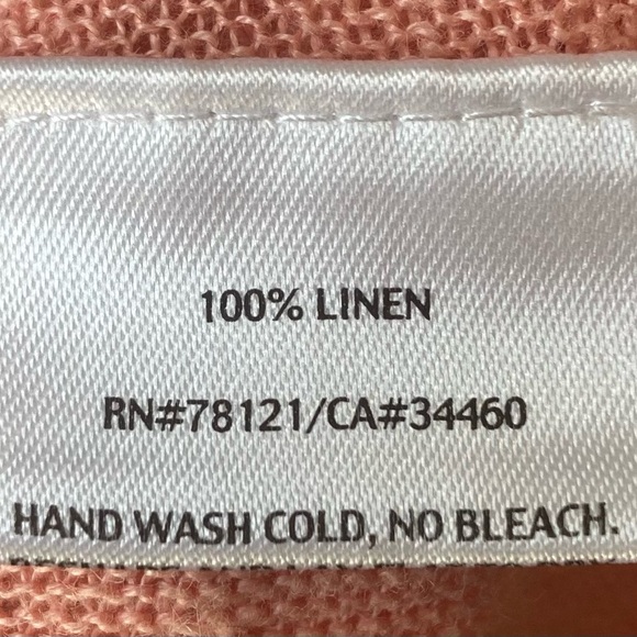 Eileen Fisher Linen Crepe Knit Pullover Salmon L Dolman Sleeve - Picture 6 of 6